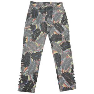 Vintage 90s ATTYRE NYC Aboriginal Print Rainbow Pants Silver Buttons